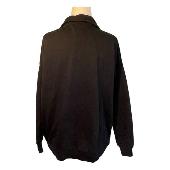 If It Were Me Johnny Collar Sweatshirt Black French Terry Knit Long Sleeve S - Picture 4 of 6